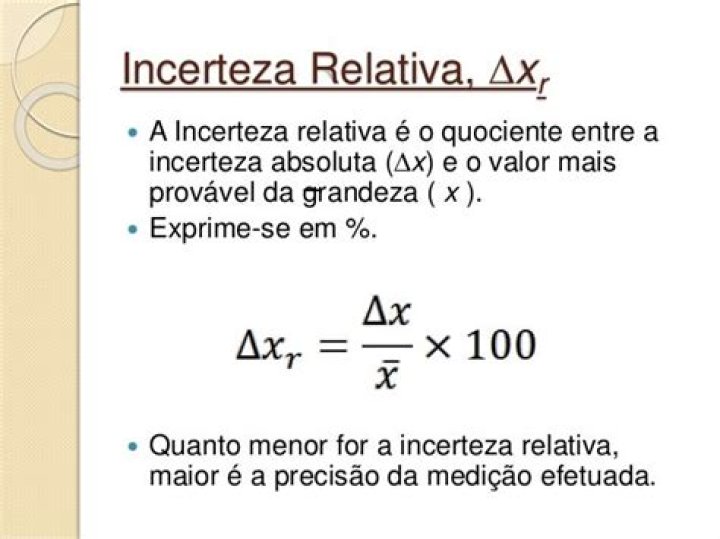 Como calcular a incerteza relativa?