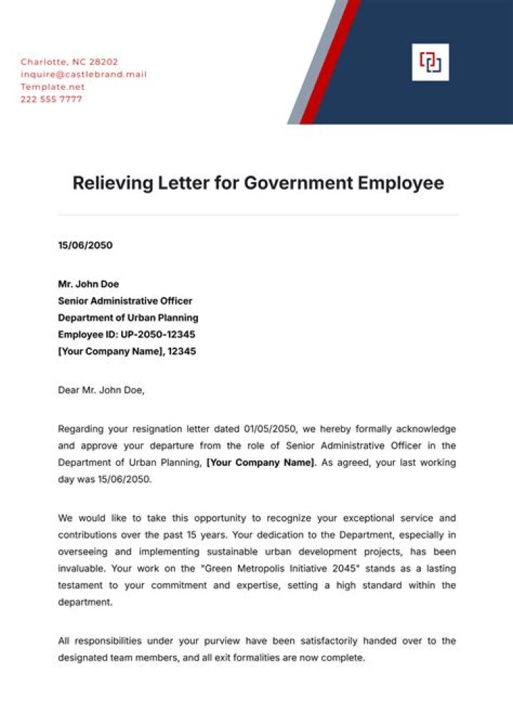 Do contract employees get relieving letter?
