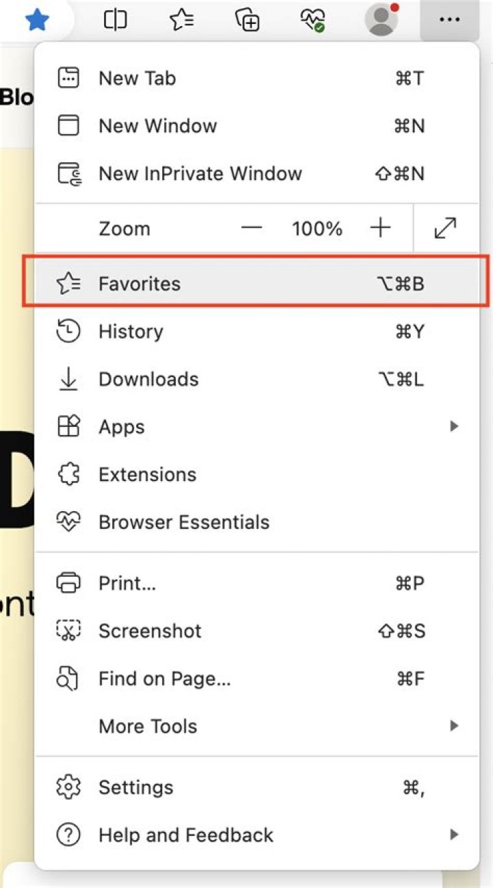 How do I find my favorites bookmark?