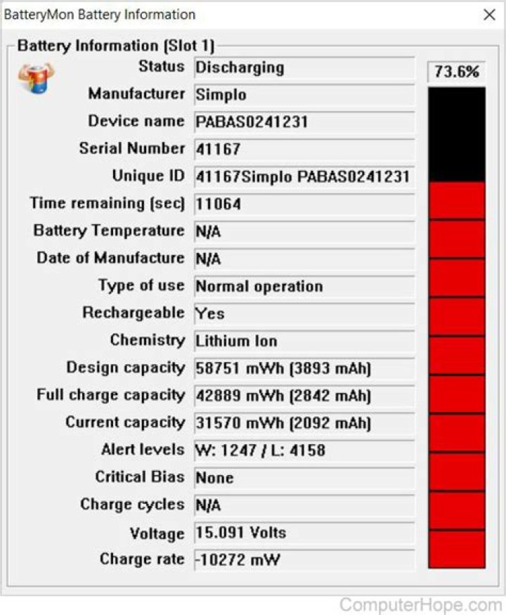 How do I find my laptop battery information?