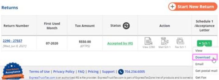 How do I get a copy of my paid 2290?