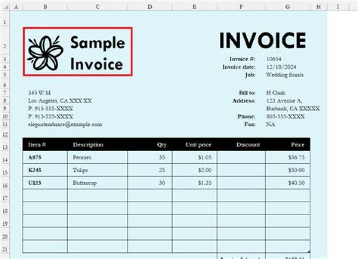 How do I set up an invoice for a small business?