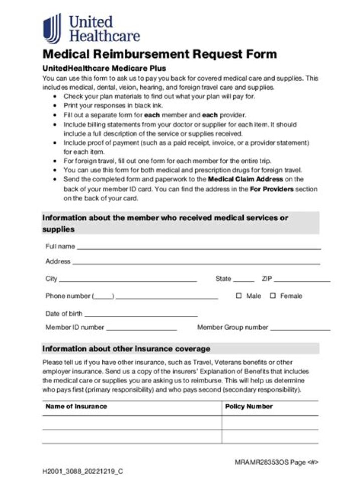 How do I submit a reimbursement to United Healthcare?