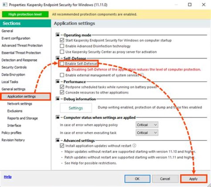 How do I temporarily disable Kaspersky Endpoint Security 10?