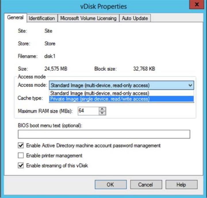 How do I update a vDisk Citrix Provisioning Server?