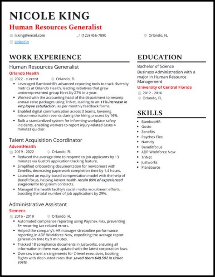 How do I write a HR generalist resume?