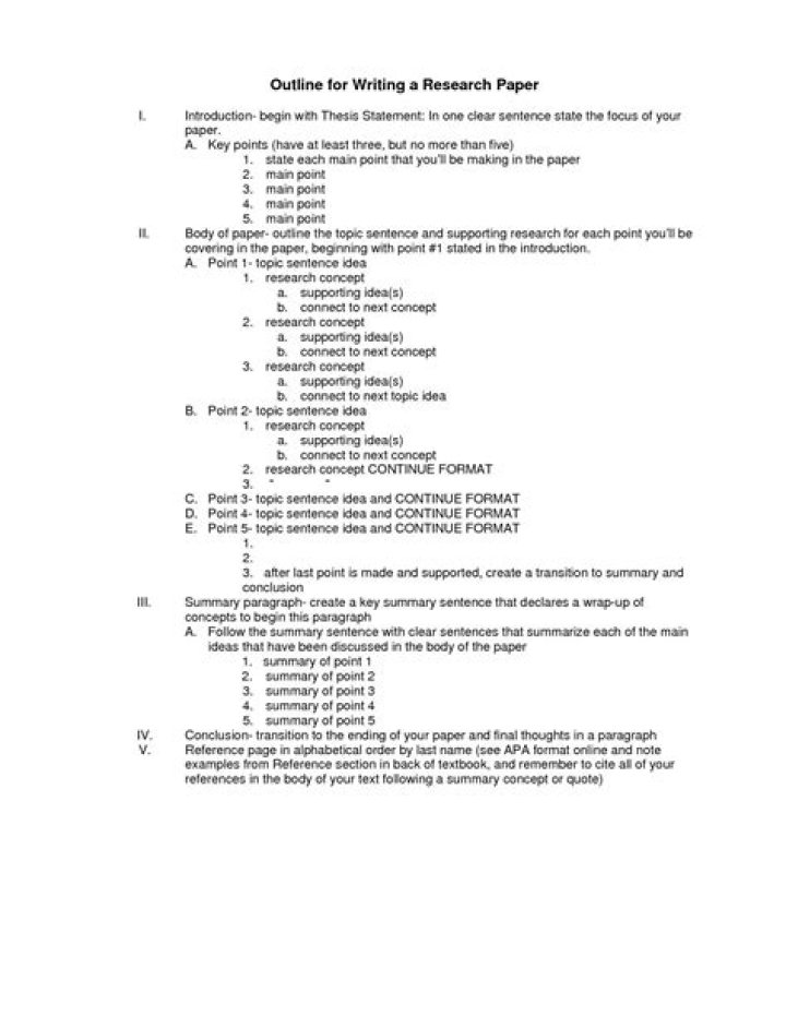 How do you write an outline for a research paper?