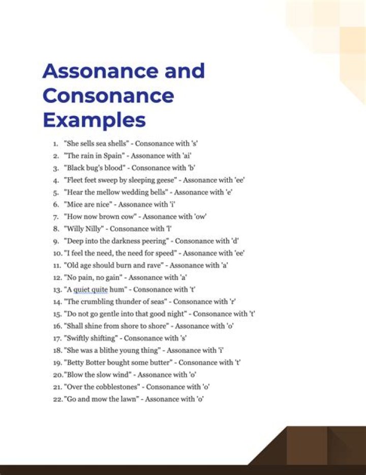 What are assonance 3 examples?