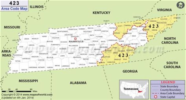 What area code is 423 belong to?
