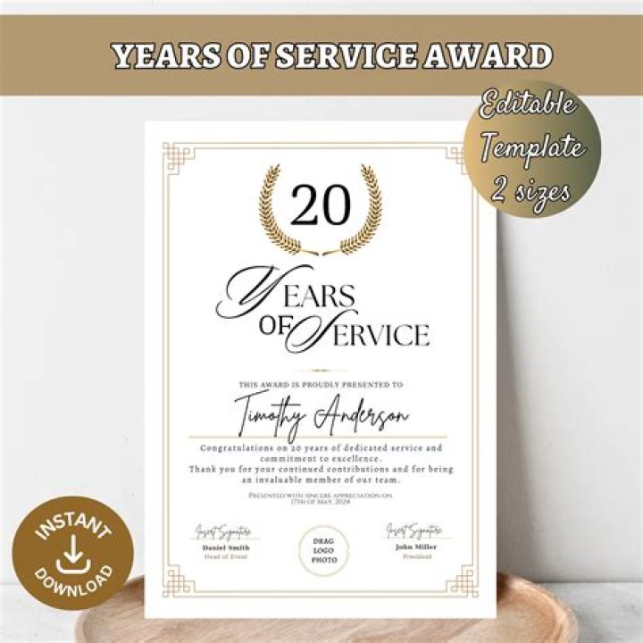 What do you get an employee for 20 years of service?