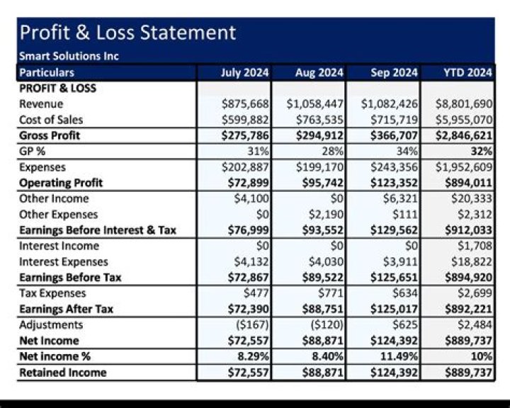 What financial report shows sales?