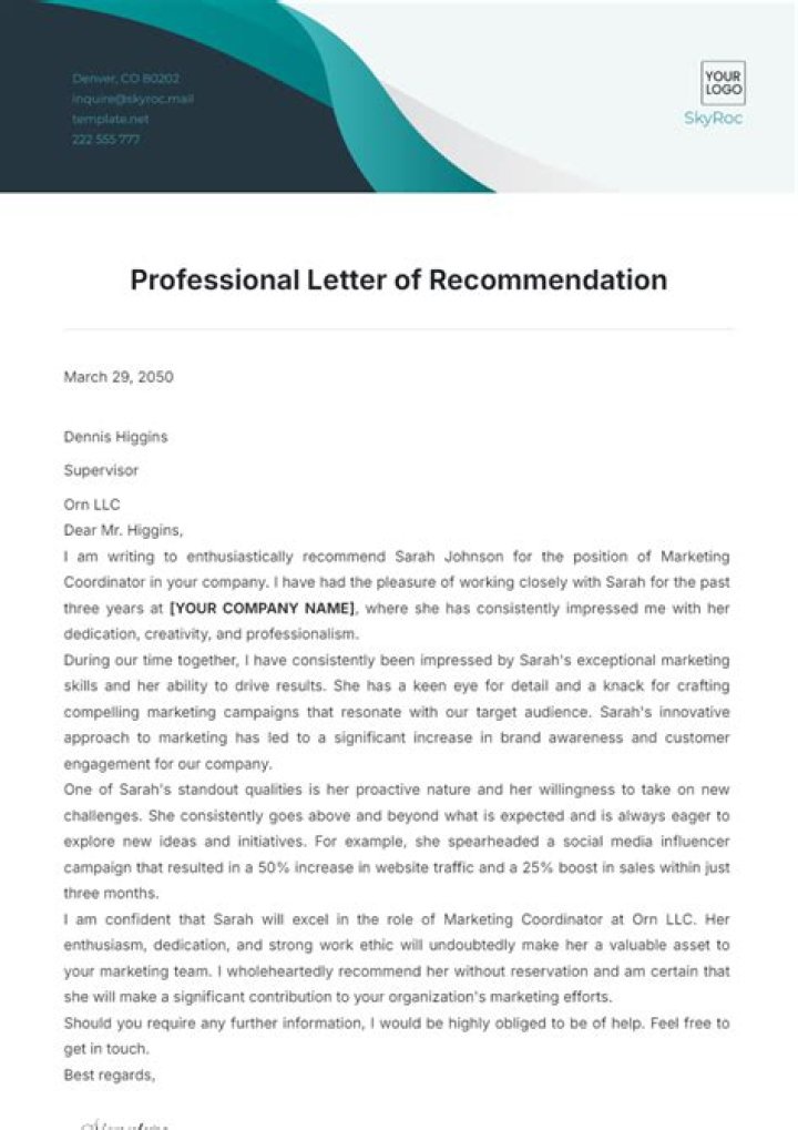 What is a recommendation letter PDF?