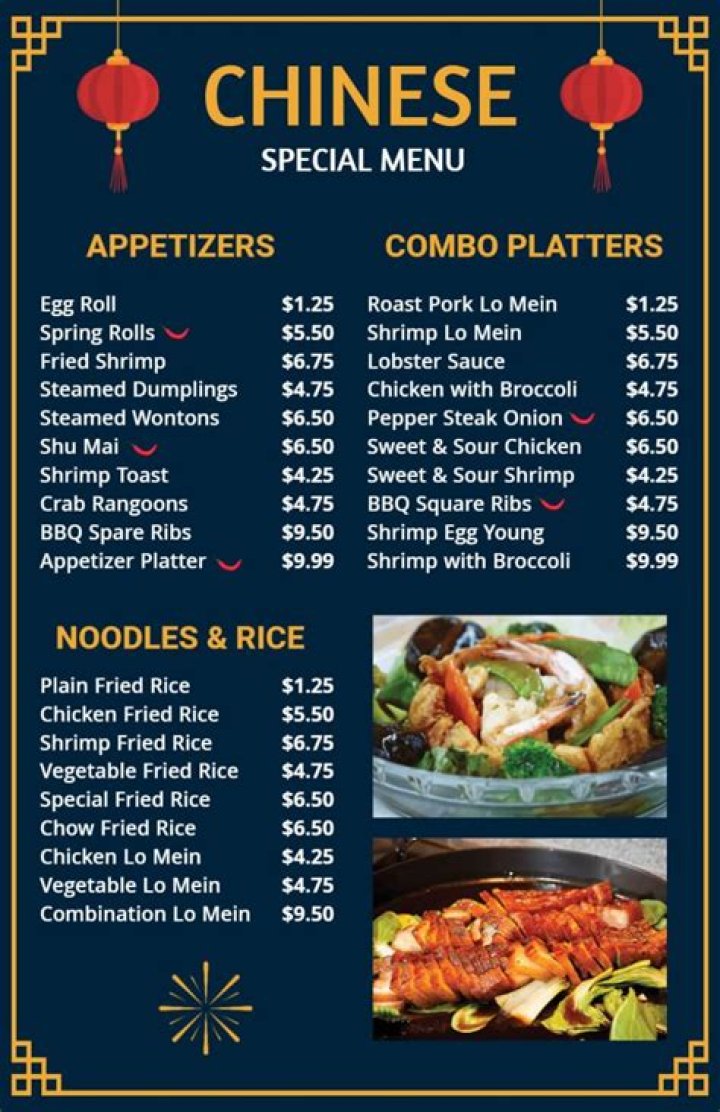 What is a typical Chinese menu?