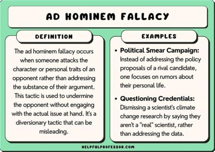 What is ad hominem fallacy example?