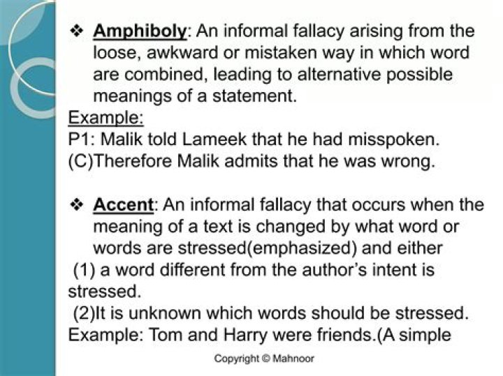 What is an example of Amphiboly?