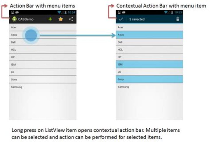What is contextual action bar?