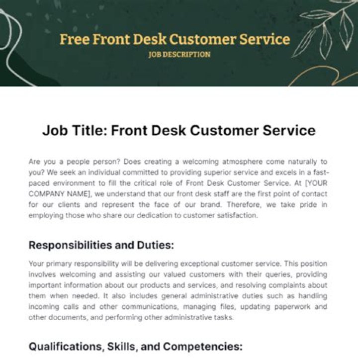 What is front desk customer service?