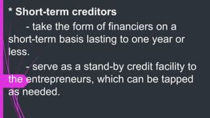 What is short term creditors?