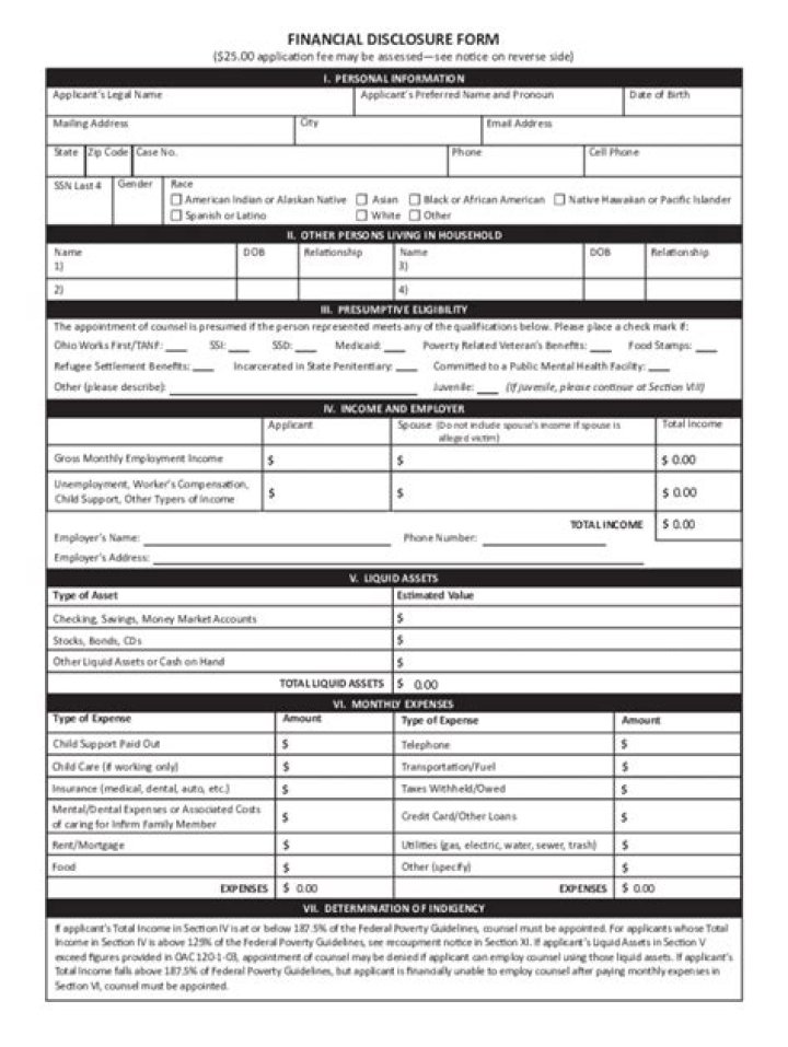 What is the financial disclosure form?