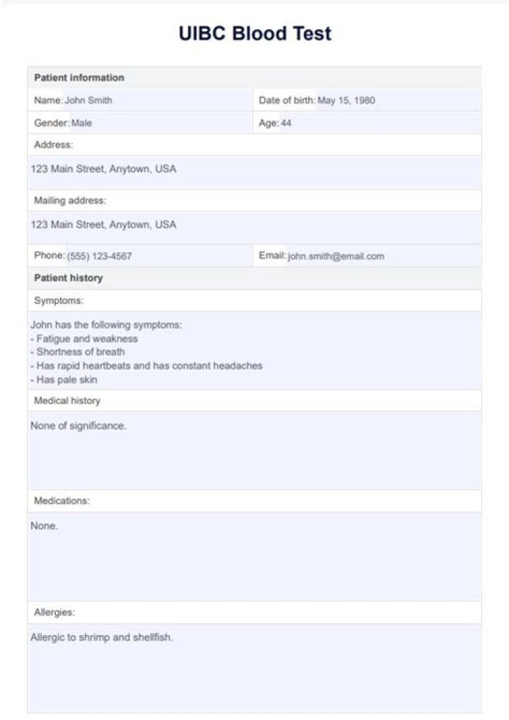 What is UIBC in blood test?