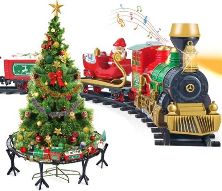 Why do trains go around Christmas tree?